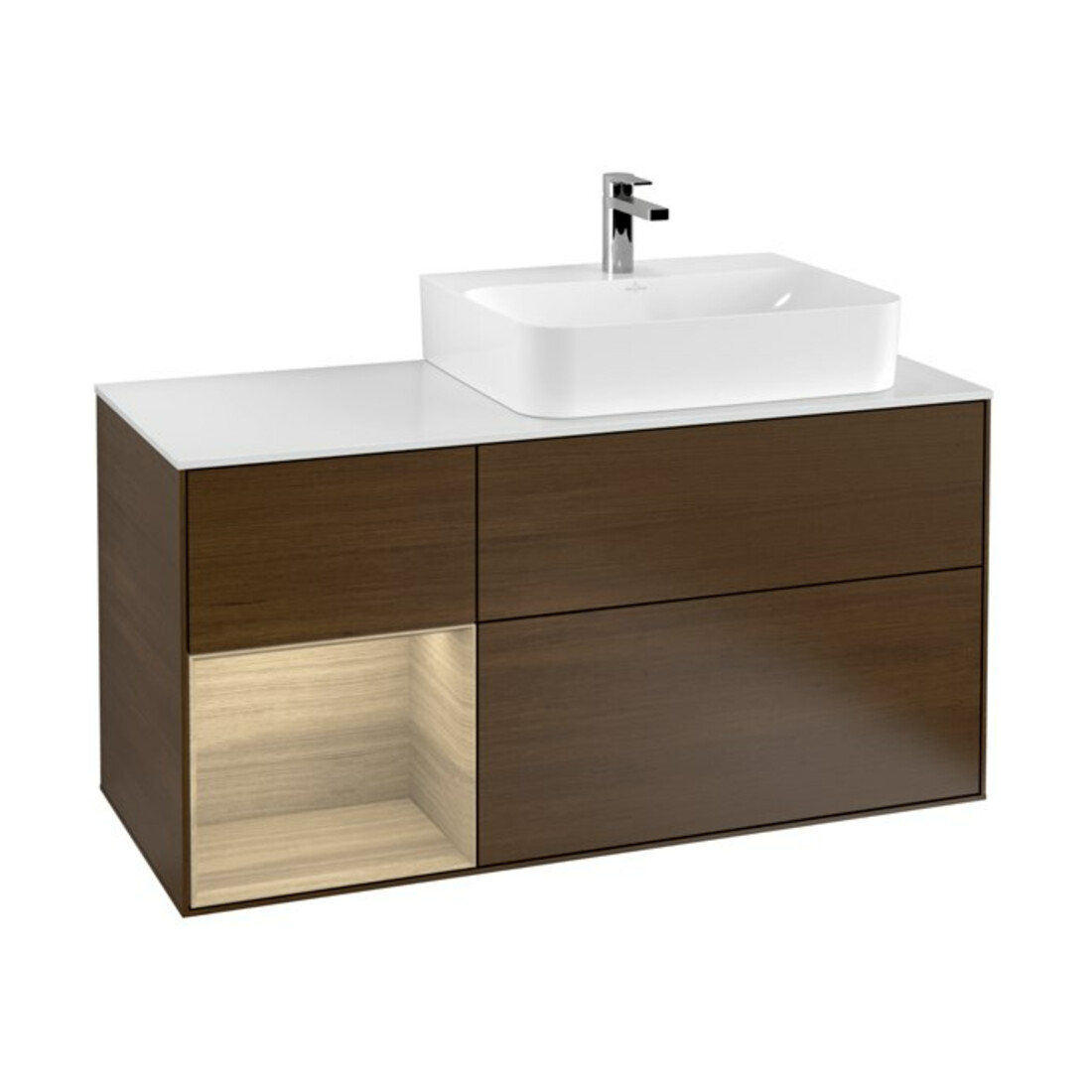 V&B Waschtischunterschrank Wandbeleuchtung Finion 120cm, Pl wh. m, Reg li Oa ven, wal ven
