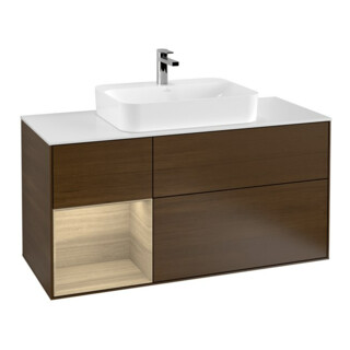 V&B Waschtischunterschrank Wandbeleuchtung Finion 120cm, Pl wh. m, Reg li Oa ven, wal ven