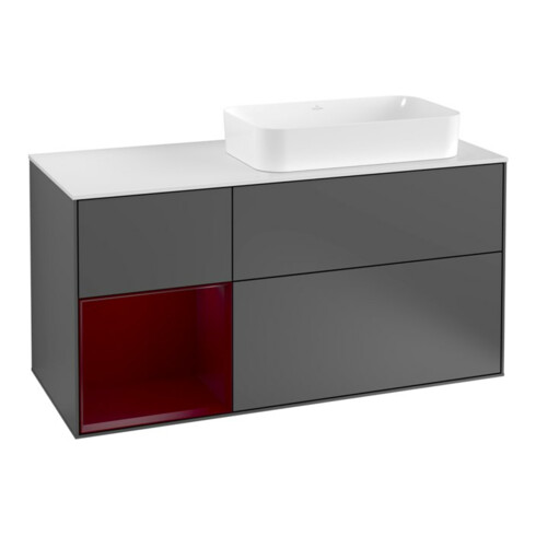 V&B Waschtischunterschrank Wandbeleuchtung Finion 120cm, Pl wh. m, Reg li Peo, Anthrac. m