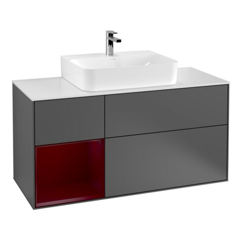 V&B Waschtischunterschrank Wandbeleuchtung Finion 120cm, Pl wh. m, Reg li Peo, Anthrac. m