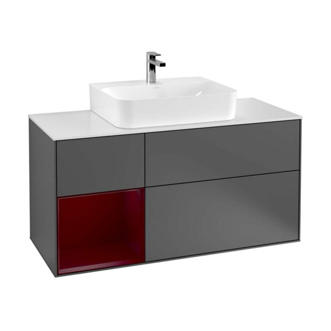 V&B Waschtischunterschrank Wandbeleuchtung Finion 120cm, Pl wh. m, Reg li Peo, Anthrac. m