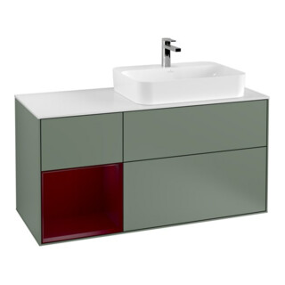 V&B Waschtischunterschrank Wandbeleuchtung Finion 120cm, Pl wh. m, Reg li Peo, Oli. m Lac