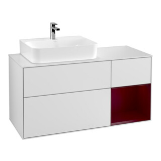 V&B Waschtischunterschrank Wandbeleuchtung Finion 120cm, Pl wh. m, Reg li Peo, wh. m Lac