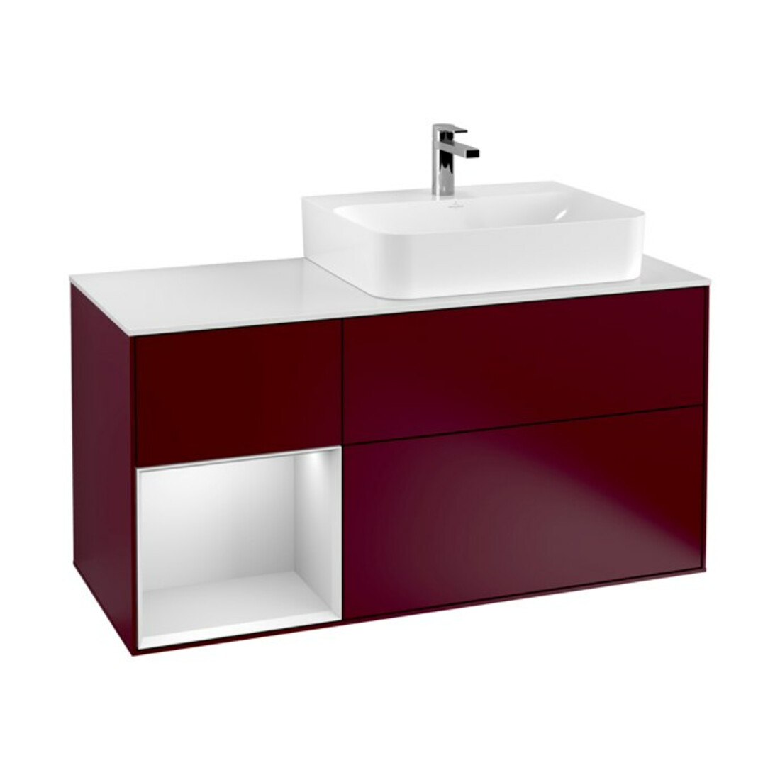 V&B Waschtischunterschrank Wandbeleuchtung Finion 120cm, Pl wh. m, Reg li wh. m Lac, Peo m