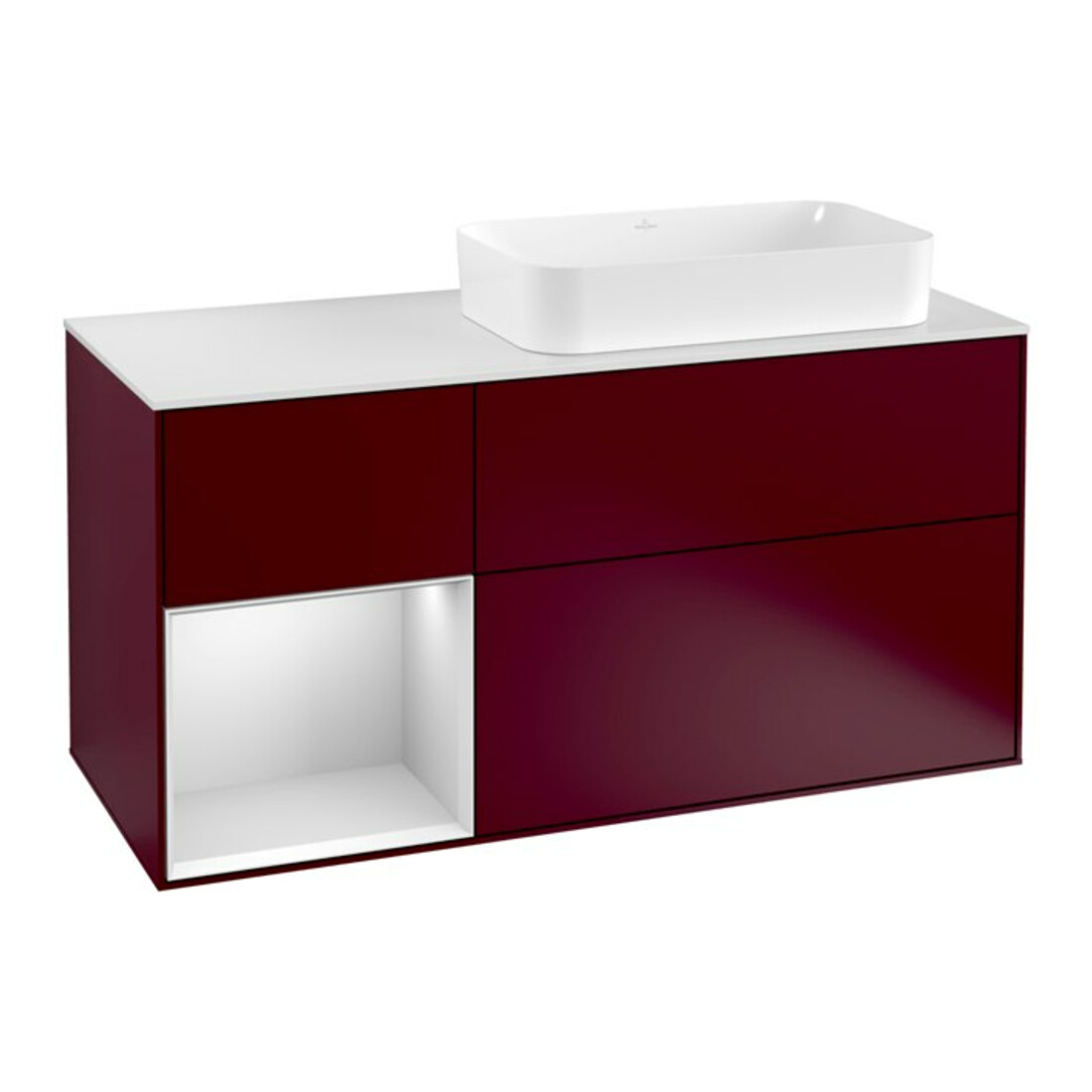 V&B Waschtischunterschrank Wandbeleuchtung Finion 120cm, Pl wh. m, Reg li wh. m Lac, Peo m