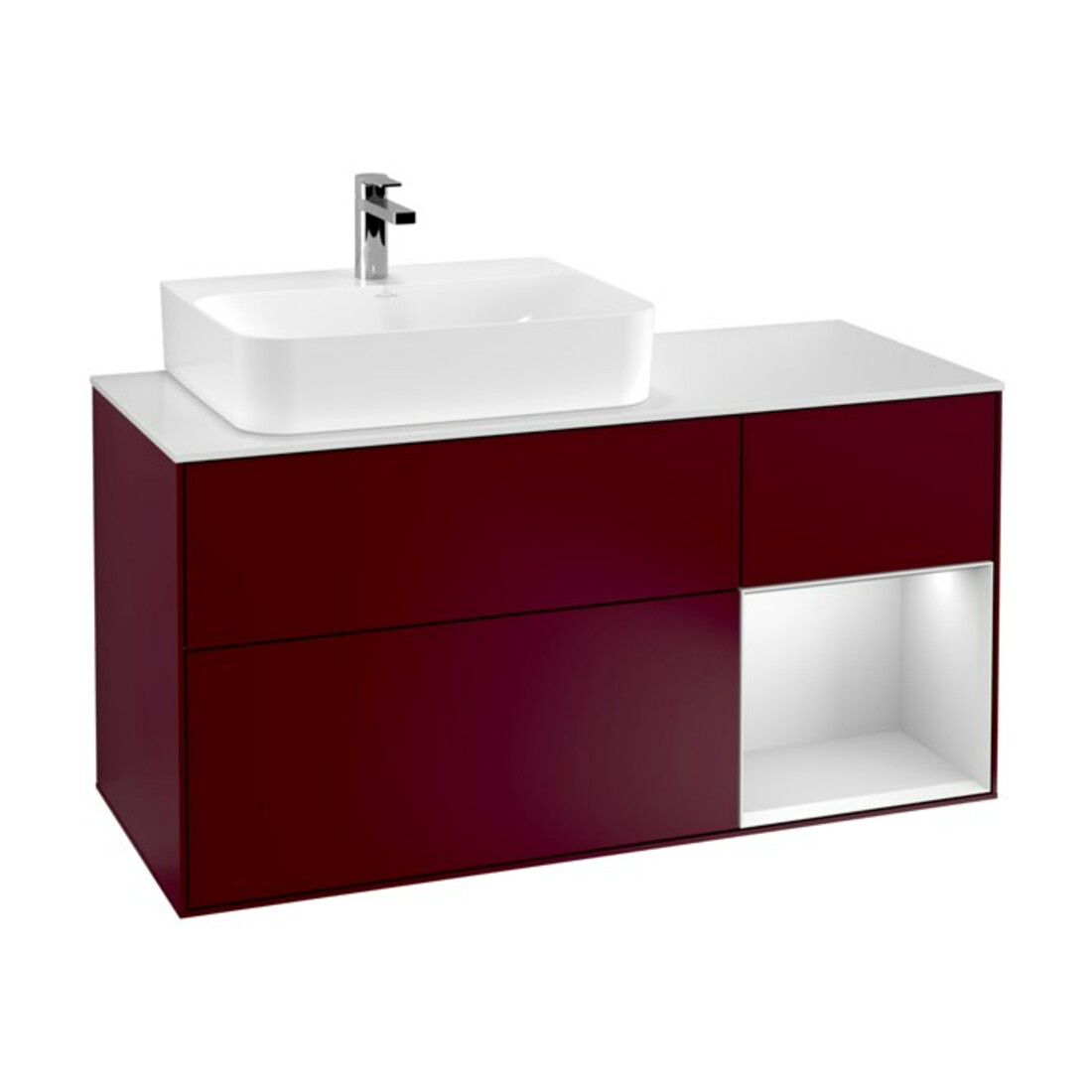 V&B Waschtischunterschrank Wandbeleuchtung Finion 120cm, Pl wh. m, Reg li wh. m Lac, Peo m