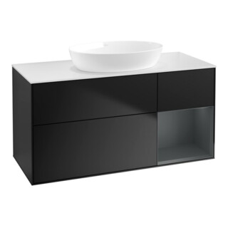 V&B Waschtischunterschrank Wandbeleuchtung Finion 120cm, Pl wh. m, Reg md m Lac, bla m Lac