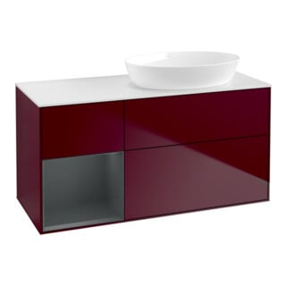 V&B Waschtischunterschrank Wandbeleuchtung Finion 120cm, Pl wh. m, Reg md m Lac, Peo m