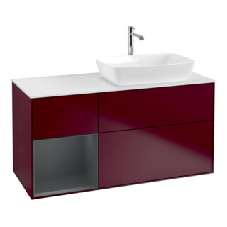 V&B Waschtischunterschrank Wandbeleuchtung Finion 120cm, Pl wh. m, Reg md m Lac, Peo m