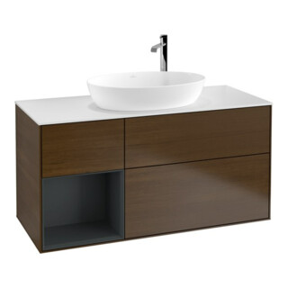 V&B Waschtischunterschrank Wandbeleuchtung Finion 120cm, Pl wh. m, Reg md m Lac, wal ven