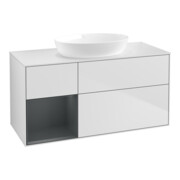 V&B Waschtischunterschrank Wandbeleuchtung Finion 120cm, Pl wh. m, Reg md m Lac, wh. m Lac