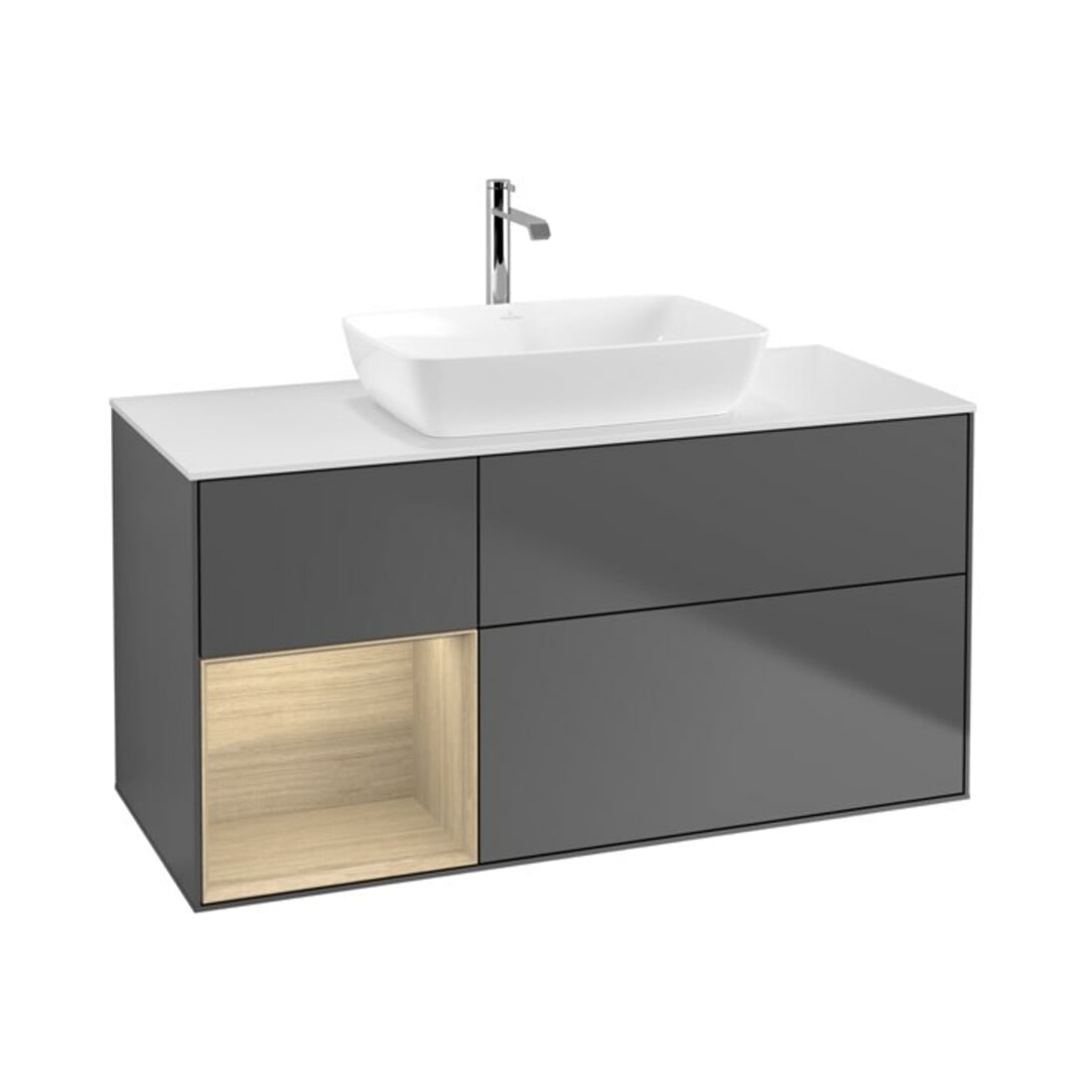 V&B Waschtischunterschrank Wandbeleuchtung Finion 120cm, Pl wh. m, Reg Oa ven, Anthrac. m