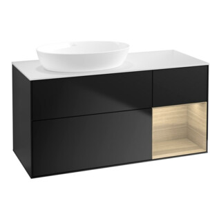 V&B Waschtischunterschrank Wandbeleuchtung Finion 120cm, Pl wh. m, Reg Oa ven, bla m Lac