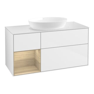 V&B Waschtischunterschrank Wandbeleuchtung Finion 120cm, Pl wh. m, Reg Oa ven, glo wh. Lac