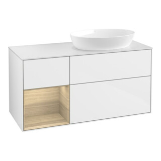 V&B Waschtischunterschrank Wandbeleuchtung Finion 120cm, Pl wh. m, Reg Oa ven, glo wh. Lac