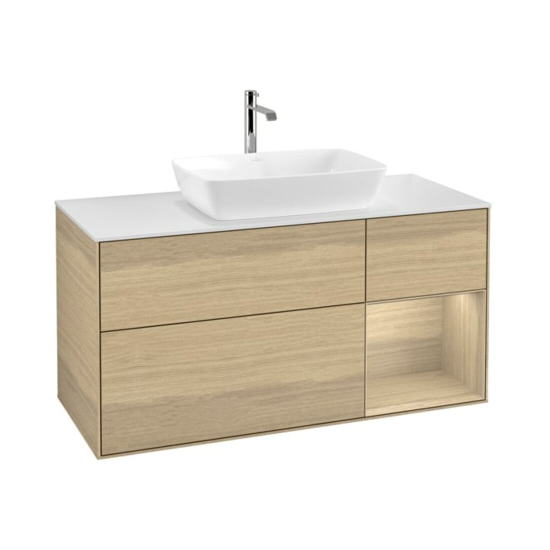 V&B Waschtischunterschrank Wandbeleuchtung Finion 120cm, Pl wh. m, Reg Oa ven, Oa ven