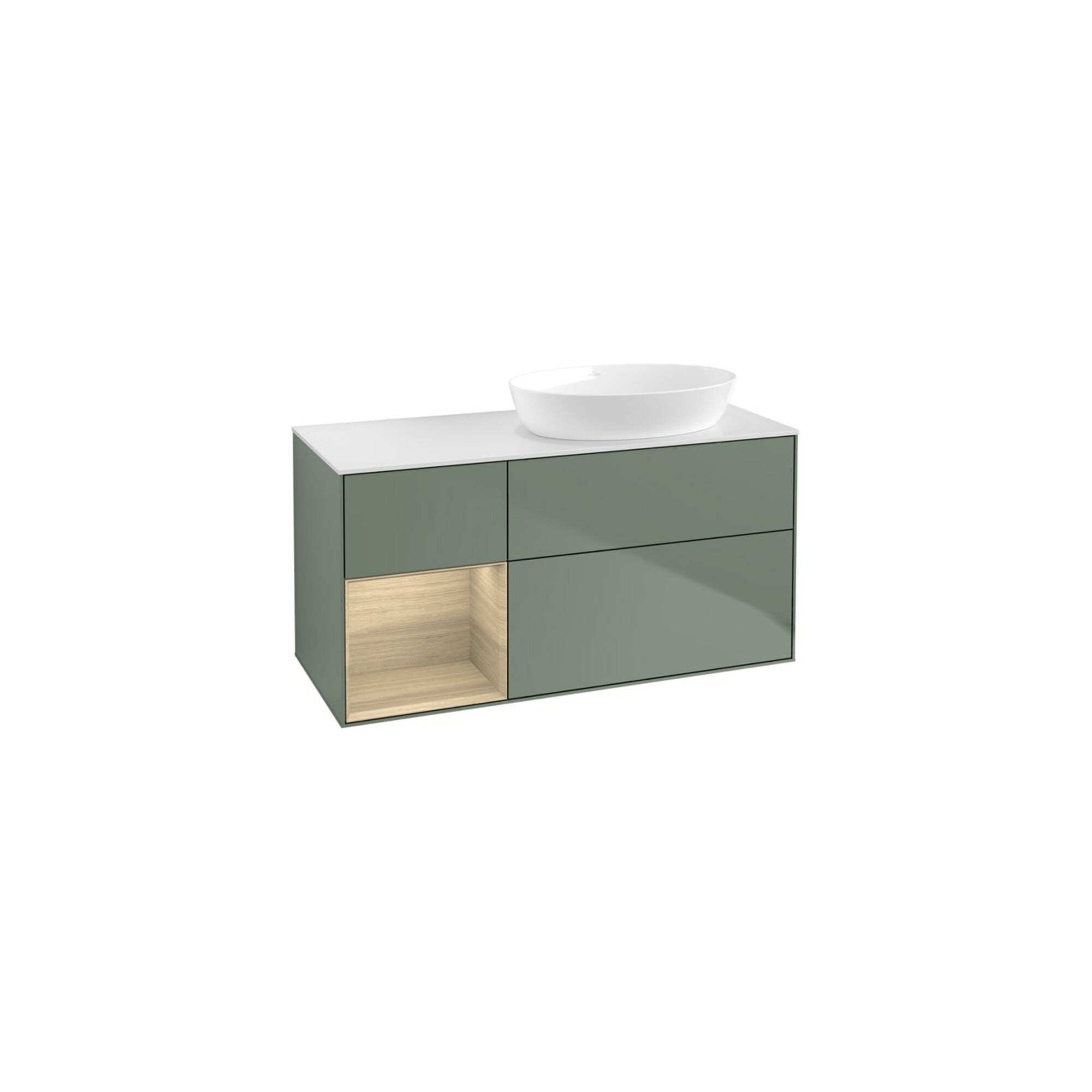 V&B Waschtischunterschrank Wandbeleuchtung Finion 120cm, Pl wh. m, Reg Oa ven, Oli. m Lac ; Villeroy & Boch