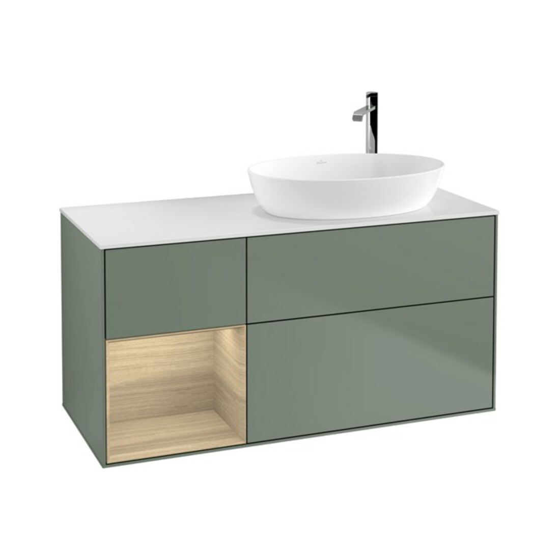 V&B Waschtischunterschrank Wandbeleuchtung Finion 120cm, Pl wh. m, Reg Oa ven, Oli. m Lac