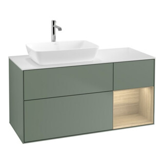 V&B Waschtischunterschrank Wandbeleuchtung Finion 120cm, Pl wh. m, Reg Oa ven, Oli. m Lac