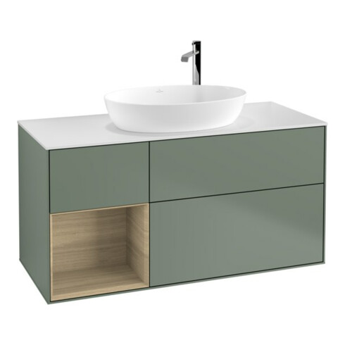 V&B Waschtischunterschrank Wandbeleuchtung Finion 120cm, Pl wh. m, Reg Oa ven, Oli. m Lac