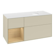 V&B Waschtischunterschrank Wandbeleuchtung Finion 120cm, Pl wh. m, Reg Oa ven, si Gr m Lac