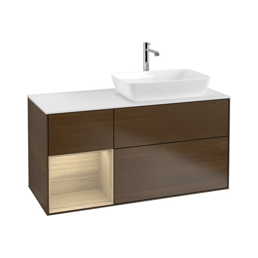V&B Waschtischunterschrank Wandbeleuchtung Finion 120cm, Pl wh. m, Reg Oa ven, wal ven