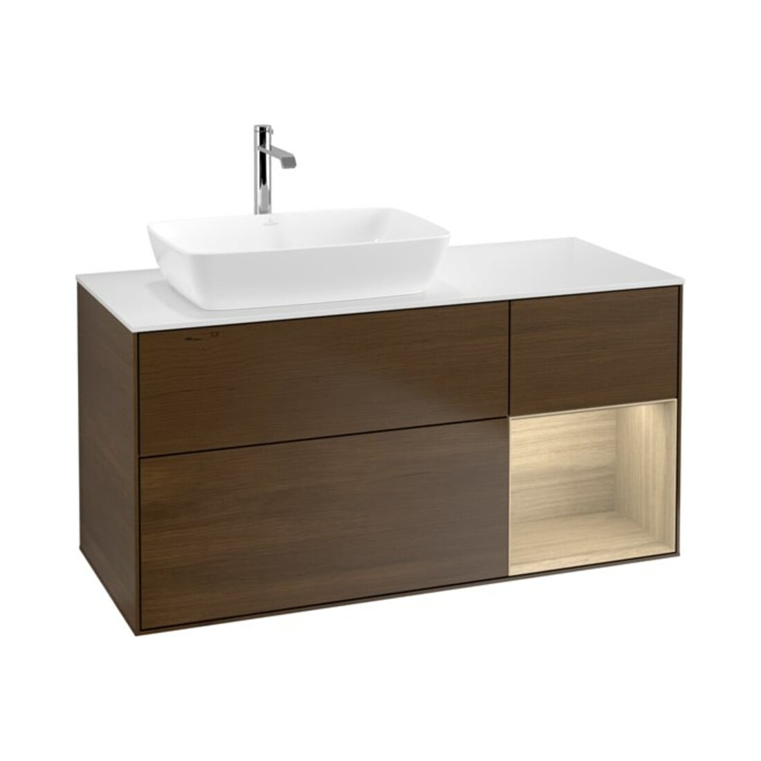 V&B Waschtischunterschrank Wandbeleuchtung Finion 120cm, Pl wh. m, Reg Oa ven, wal ven