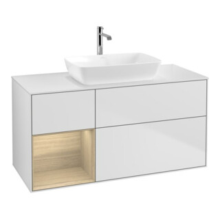 V&B Waschtischunterschrank Wandbeleuchtung Finion 120cm, Pl wh. m, Reg Oa ven, wh. m Lac