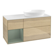 V&B Waschtischunterschrank Wandbeleuchtung Finion 120cm, Pl wh. m, Reg Oli. m Lac, Oa ven