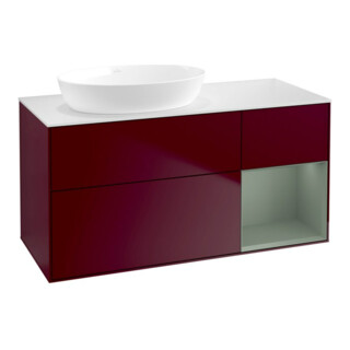 V&B Waschtischunterschrank Wandbeleuchtung Finion 120cm, Pl wh. m, Reg Oli. m Lac, Peo m