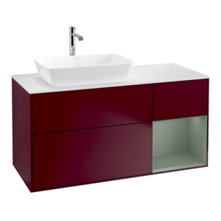 V&B Waschtischunterschrank Wandbeleuchtung Finion 120cm, Pl wh. m, Reg Oli. m Lac, Peo m