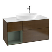 V&B Waschtischunterschrank Wandbeleuchtung Finion 120cm, Pl wh. m, Reg Oli. m Lac, wal ven