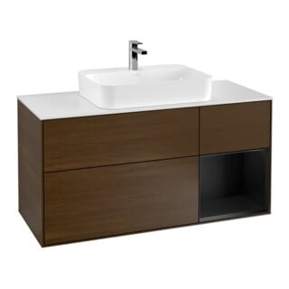 V&B Waschtischunterschrank Wandbeleuchtung Finion 120cm, Pl wh. m, Reg re bla m, wal ven