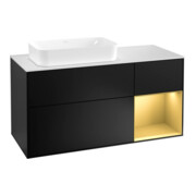 V&B Waschtischunterschrank Wandbeleuchtung Finion 120cm, Pl wh. m, Reg re gol m, bla m Lac