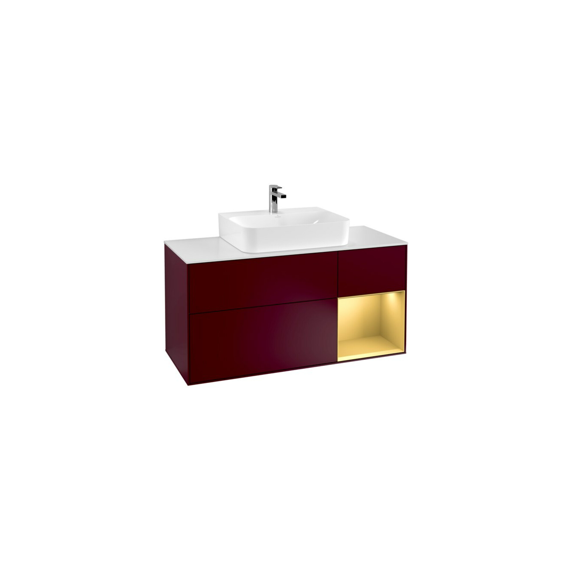 V&B Waschtischunterschrank Wandbeleuchtung Finion 120cm, Pl wh. m, Reg re gol m, Peo m ; Villeroy & Boch