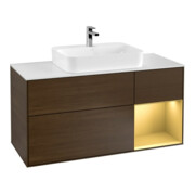 V&B Waschtischunterschrank Wandbeleuchtung Finion 120cm, Pl wh. m, Reg re gol m, wal ven