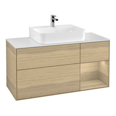 V&B Waschtischunterschrank Wandbeleuchtung Finion 120cm, Pl wh. m, Reg re Oa ven, Oa ven