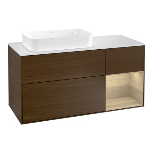 V&B Waschtischunterschrank Wandbeleuchtung Finion 120cm, Pl wh. m, Reg re Oa ven, wal ven