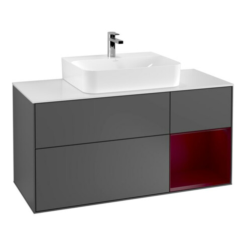 V&B Waschtischunterschrank Wandbeleuchtung Finion 120cm, Pl wh. m, Reg re Peo, Anthrac. m