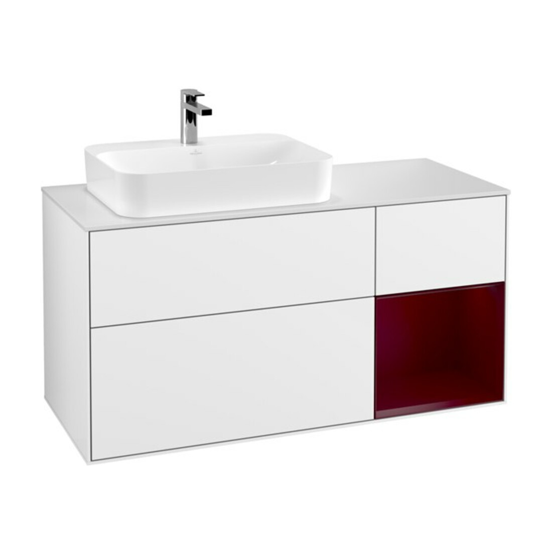 V&B Waschtischunterschrank Wandbeleuchtung Finion 120cm, Pl wh. m, Reg re Peo, glo wh. Lac