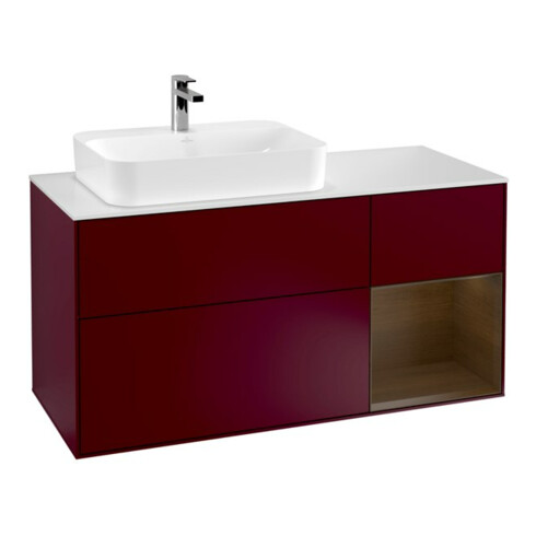 V&B Waschtischunterschrank Wandbeleuchtung Finion 120cm, Pl wh. m, Reg re wal ven, Peo m