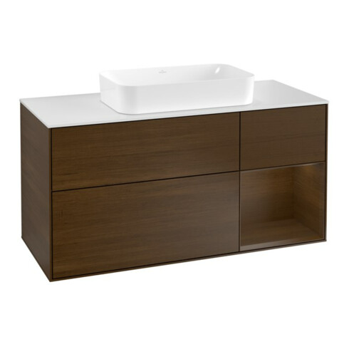 V&B Waschtischunterschrank Wandbeleuchtung Finion 120cm, Pl wh. m, Reg re wal ven, wal ven