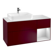 V&B Waschtischunterschrank Wandbeleuchtung Finion 120cm, Pl wh. m, Reg re wh. m Lac, Peo m