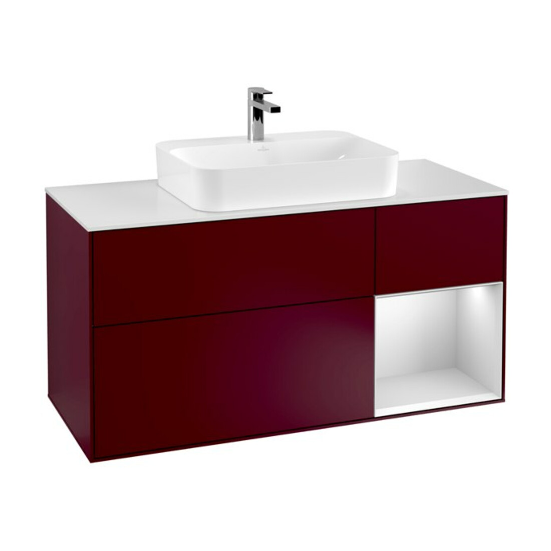 V&B Waschtischunterschrank Wandbeleuchtung Finion 120cm, Pl wh. m, Reg re wh. m, Peo m