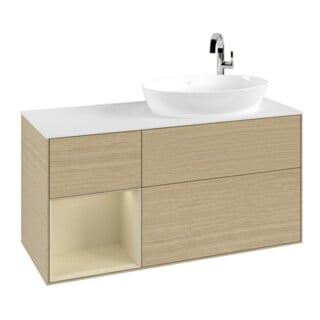 V&B Waschtischunterschrank Wandbeleuchtung Finion 120cm, Pl wh. m, Reg si Gr m Lac, Oa ven