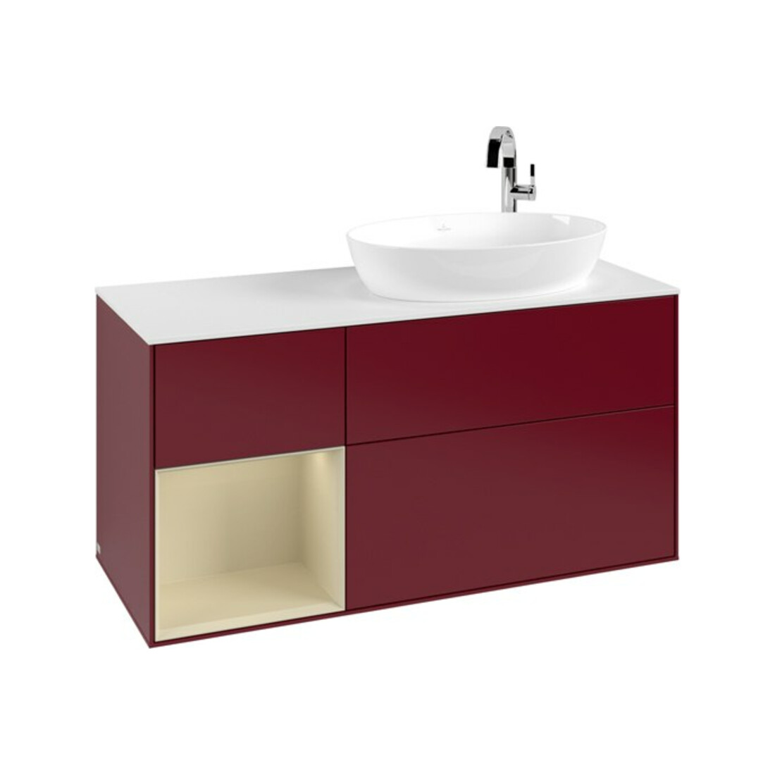 V&B Waschtischunterschrank Wandbeleuchtung Finion 120cm, Pl wh. m, Reg si Gr m Lac, Peo m