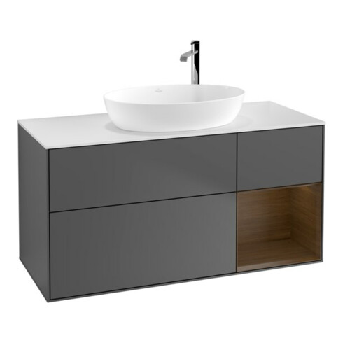 V&B Waschtischunterschrank Wandbeleuchtung Finion 120cm, Pl wh. m, Reg wal ven, Anthrac. m