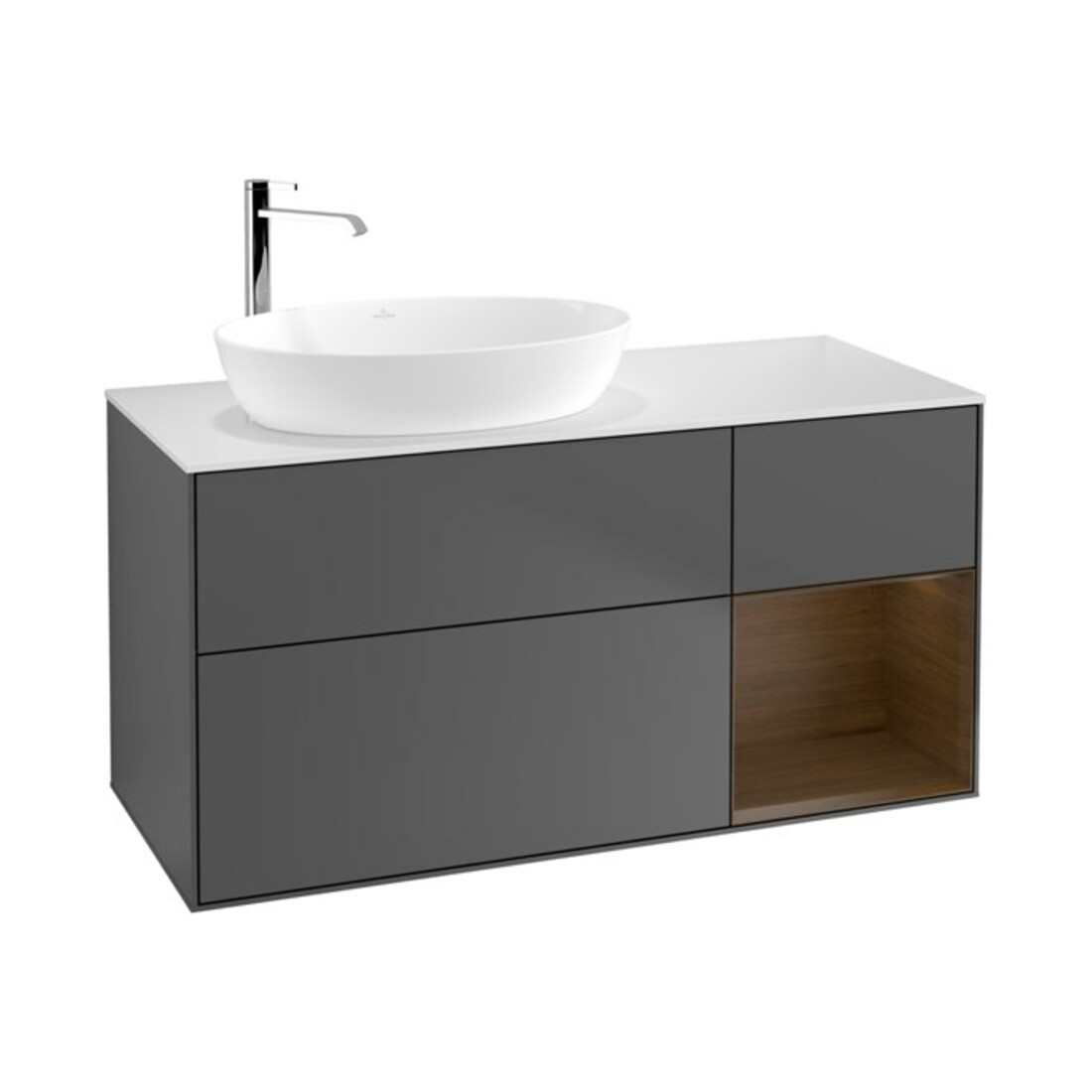 V&B Waschtischunterschrank Wandbeleuchtung Finion 120cm, Pl wh. m, Reg wal ven, Anthrac. m