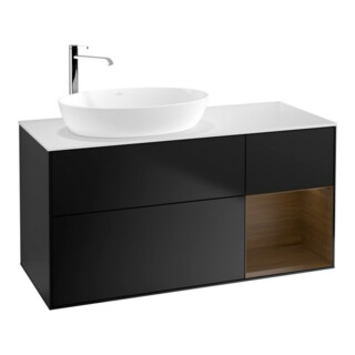 V&B Waschtischunterschrank Wandbeleuchtung Finion 120cm, Pl wh. m, Reg wal ven, bla m Lac