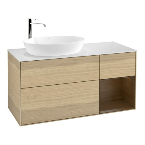V&B Waschtischunterschrank Wandbeleuchtung Finion 120cm, Pl wh. m, Reg wal ven, Oa ven